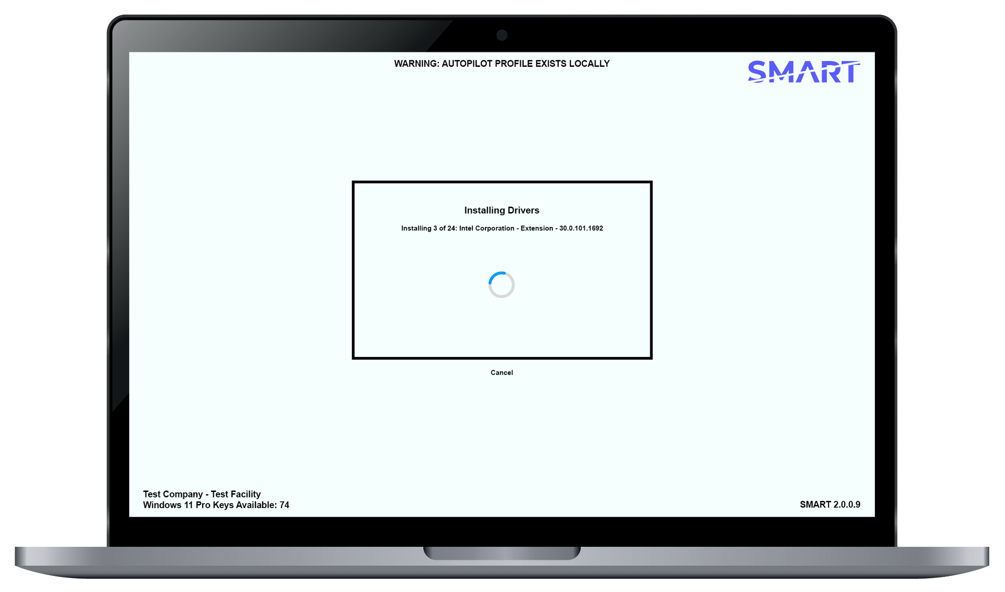 SMART laptop driver installation workflow